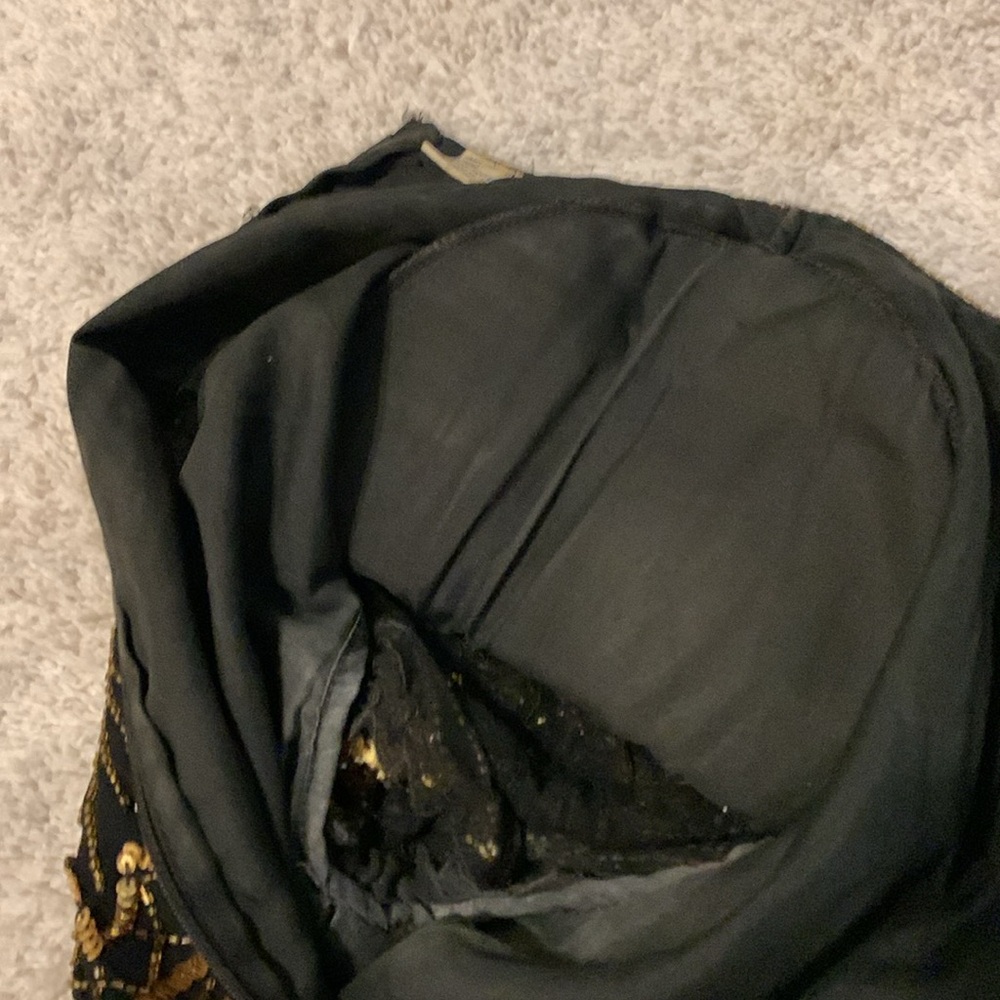Laurence Kazar Leaf Black Gold Sequin Silk Vintage Cocktail Dress Size XL - Picture 16 of 17